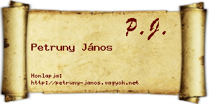 Petruny János névjegykártya